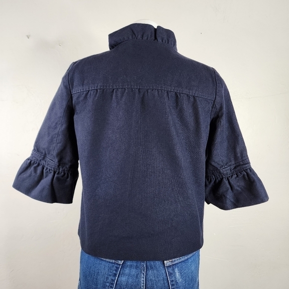 J. Crew Fiona Refined Canvas Navy Blue Jacket 3/4 Sleeve Size 6 - Picture 10 of 14